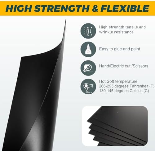 6 Pack Black Plastic Sheet 8x12x0.04 in Flexible High Tensile Plastic Sheets Black Plastic Panel for DIY Materials Handicrafts Home Decoration