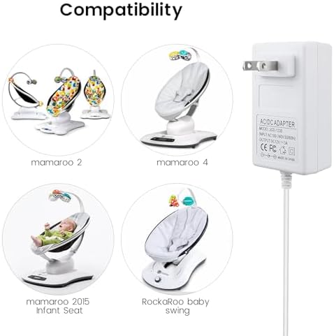 10ft Power Cord for 4moms mamaRoo 4, 12V 3A Charger for RockaRoo Baby Swing