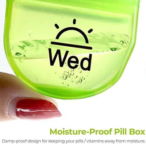 AUVON Pill Box 2 Times a Day, 7-Color for Easy Tracking, Dual Protection