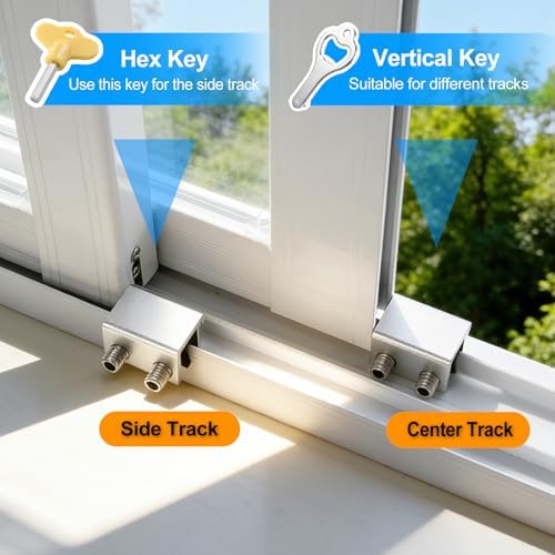 Sliding Window Locks 4 Sets，Adjustable Aluminum Stopper for Window Security