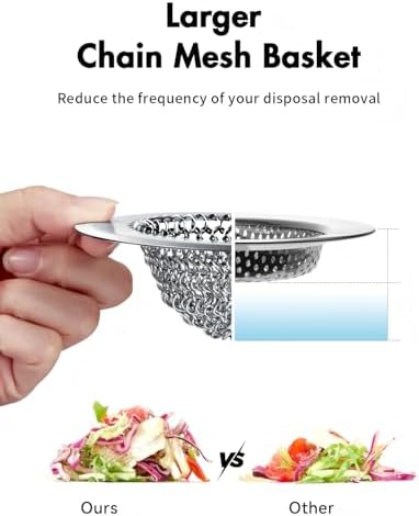 Kitchen Sink Drain Strainer,Patented Reversible Chain Mesh Basket Anti-Clog