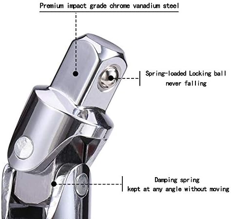 3PCS Universal Joint Socket Set, Cr-V Steel Swivel Socket Adapter Set