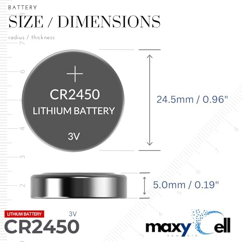 2450 CR2450 Lithium Coin Cell Battery 3V High-Capacity Long-Lasting Reliable Power for Watches, Key Fobs, Fitness Trackers, Medical Devices, Thermometers, Leak-Proof Design DL2450 (6 Pack)