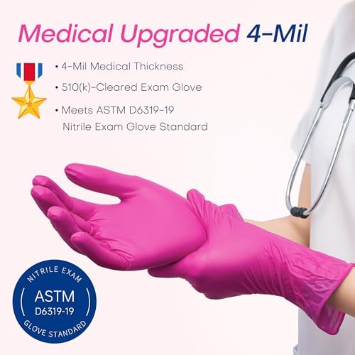 Supmedic 4 Mil MED+ Nitrile Exam Gloves, Latex & Powder-Free Orchid 100 Ct