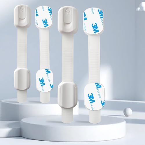 Child Safety Cabinet Locks, 8-Pack, Easy Install with 3M Adhesive, No Screws or Drilling, Multi-Purpose Latches for Cabinets, Drawers, Doors, Kitchen, Ovens, Toilets