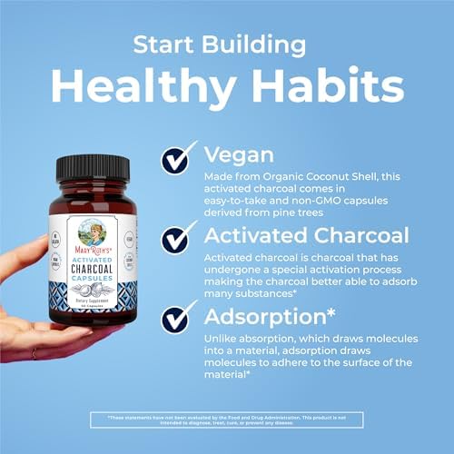 MARYRUTH'S Activated Charcoal Capsules, 950 mg, Non-GMO, Vegan, 40 Count