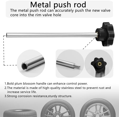 23PCS Tire Valve Stem Tool，Quick Change Valve Installer Kit with TR413/TR414 Valve Stems ，Valve Stem Removal Tool,4-Way Valve Core Removal Tool，for Cars Motorcycles Lawn Mowers ATVs