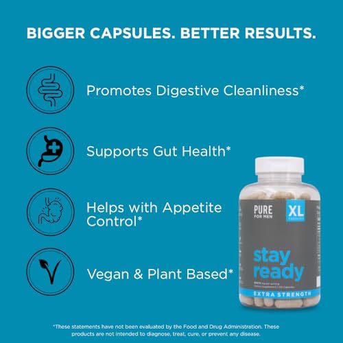 Pure for Men Stay Ready Fiber Supplement Psyllium Husk (120 XL Capsules)