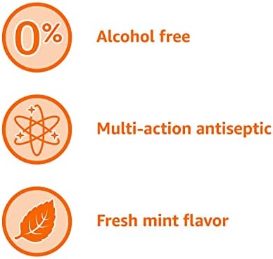 Amazon Basics Multi Action Antiseptic Oral Rinse, Alcohol-Free, Antiplaque, Antigingivitis, Fresh Mint Flavor, 1 Liter (33.8 Fluid Ounces), 1-Pack (Previously Solimo)