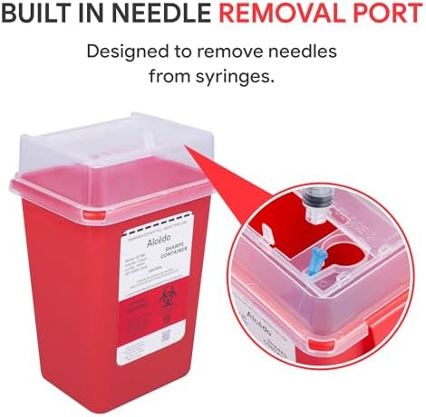 Alcedo Sharps Container 1 Quart (1-Pack) for Home Use & Travel Disposal