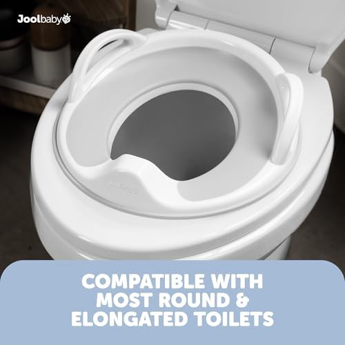 Jool Baby Potty Training Seat for Boys and Girls With Handles, Fits Round & Oval Toilets, Non-Slip with Splash Guard, Includes Free Storage Hook (Gray)