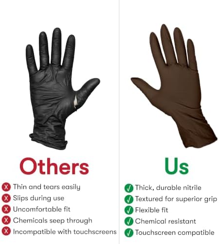 FRAMAR Brown Nitrile Gloves Medium, Gloves Disposable Latex Free,100