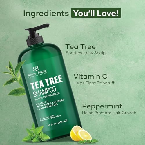 Botanic Hearth Tea Tree Shampoo - 16 Fl oz, Deep Cleans, Refreshes Scalp