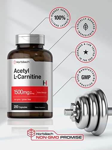 Horbäach Acetyl L-Carnitine 1500mg | 200 Capsules | Extra Strength