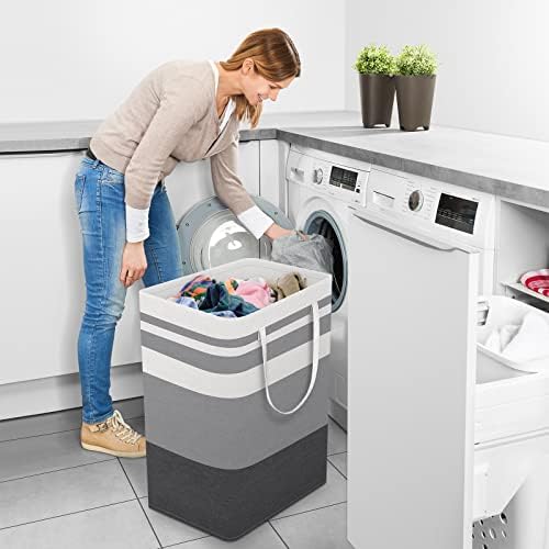StorageRight Laundry Basket Hamper, 75L Collapsible Clothes Storage, Grey