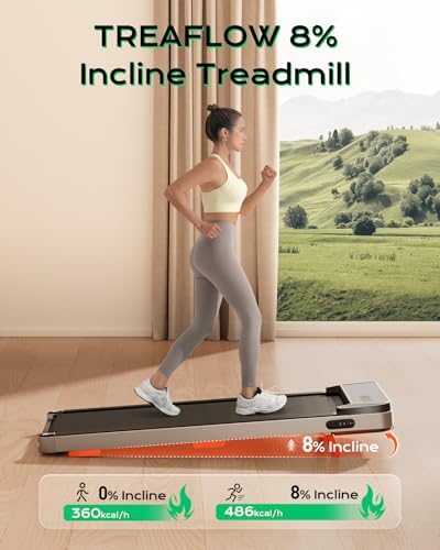 TREAFLOW Walking Pad with Incline, Under Desk Treadmills for Home