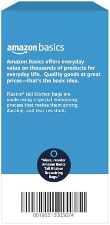 Amazon Basics Flextra Tall Kitchen Drawstring Trash Bags, 13 Gallon, 120 Count