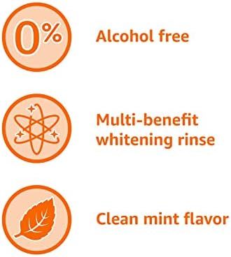 Amazon Basics Teeth Whitening Mouthwash, Alcohol-Free, Clean Mint, Breath Freshener, 32 Fluid Ounces, 1-Pack (Previously Solimo)