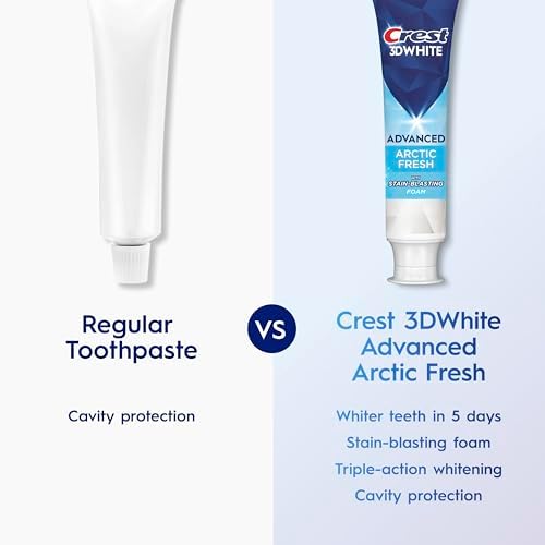 Crest 3D White Advanced Teeth Whitening Toothpaste, Arctic Fresh, 3.3 oz, Pack of 3 (Packaging May Vary)