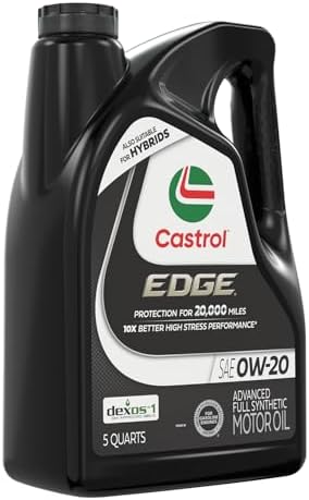 Castrol EDGE 0W-20 Advanced Full Synthetic Motor Oil, 5 Quarts