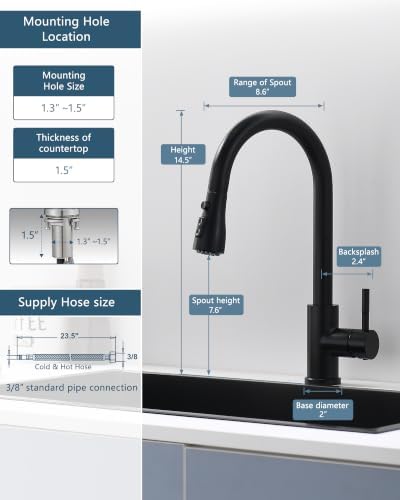 GIMILI Kitchen Faucet with Pull Down Sprayer