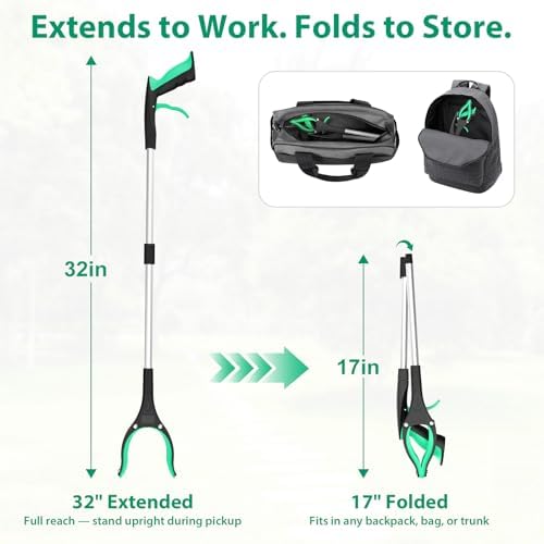 4 Pack 32 Inch Grabber Reacher Tool, Heavy Duty Trash Grabber Tool