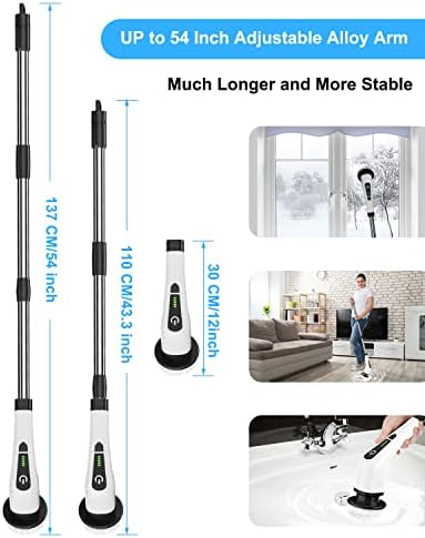 Electric Spin Scrubber, Bathroom Shower Cleaning Brush with Long Handle