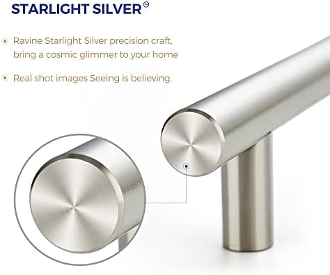 Ravinte Cabinet Handles, Brushed Nickel,5" Length,3" Hole Center,30 Pack