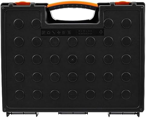Amazon Basics 19-Removable Compartment Small Parts Organizer, Portable Hardware Storage Box with Customizable Compartments, Black, Orange, 16.5 x 13.2 x 2.4 inches