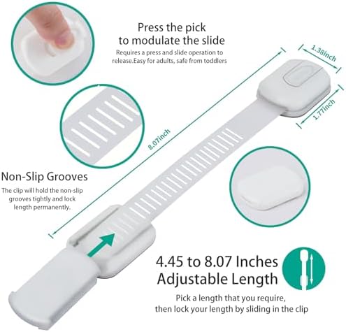 Vmaisi Multi-Use Adhesive Strap Locks for Baby Proofing Cabinets & Drawers