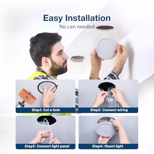 Amico 24 Pack 6 Inch LED Recessed Light with Junction Box, 5CCT, 1050LM