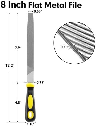 8 Inch Flat Hand Metal File,Durable Metal Files for Steel,Wood File