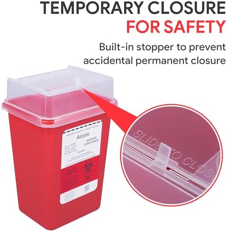 Alcedo Sharps Container 1 Quart (1-Pack) for Home Use & Travel Disposal