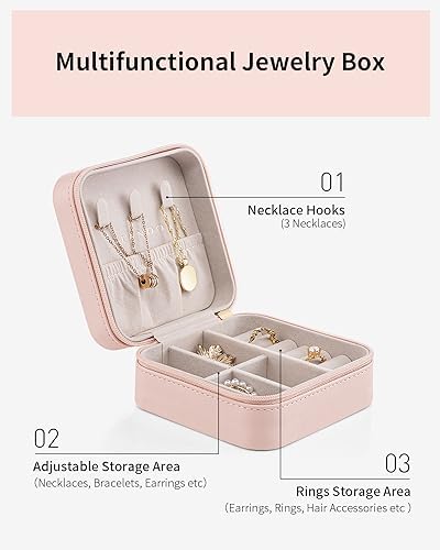 VLANDO Travel Jewelry Case, Compact Design, Necklace Hook, Anti-Tangle