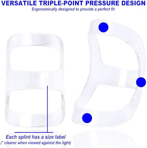 RonJea 10Pcs Clear Oval Finger Splints & Sleeves Kit (Size 4,5,6,7,8,9)