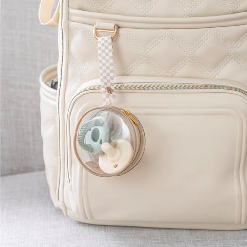Itzy Ritzy Clear Pacifier Case with Clip Strap, Holds 2 Pacifiers (Taupe)