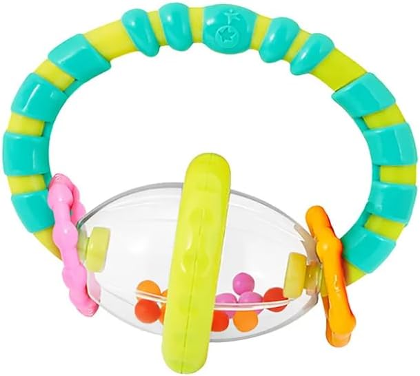 Bright Starts Grab & Spin Baby Rattle & BPA-Free Teether Toy, Ages 3 Months+