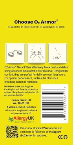 O2 Armor Nose Filters for Welding, Dust & Allergies (Sample 4 Pack)