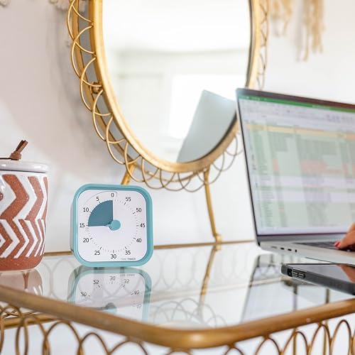 TIME TIMER Home MOD – 60-Minute Visual Timer Home Edition, Silent Operation Study Tool for Kids Desk, Homeschool Supplies, Office & Meetings (Lake Day Blue)