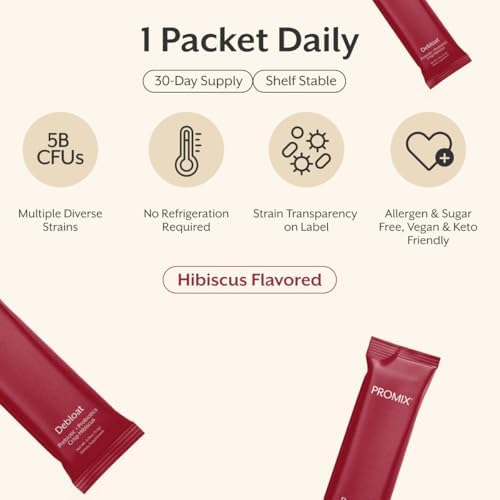 ProMix Nutrition Debloat Prebiotics & Probiotics, Hibiscus - 30ct