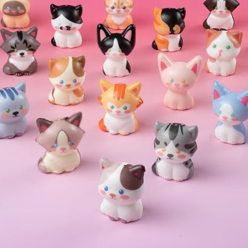 DMIGHT 24PCS Cat Squishy Toys, Cat Party Favors & Classroom Prizes for Kids