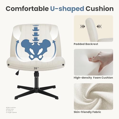 DUMOS Criss Cross Chair, Cross Legged Vanity Chair, Home Office