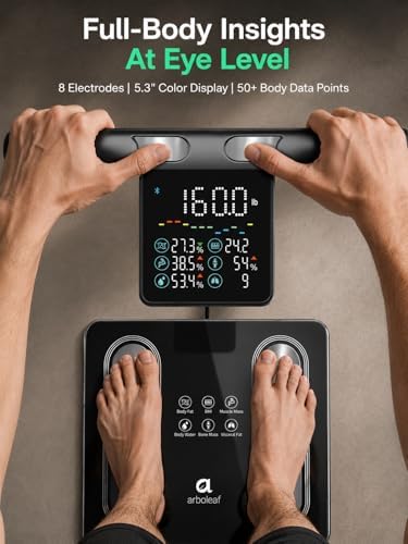 Arboleaf 8-Electrode Body Composition Scale with Handle Display, Black