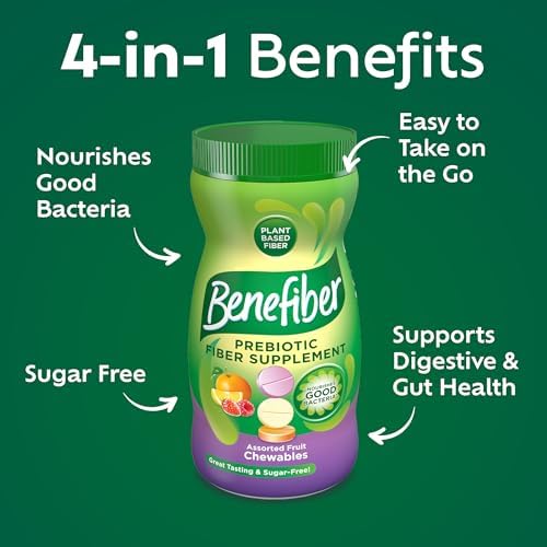 Benefiber Chewable Prebiotic Fiber Tablets, Assorted Fruit Flavors, 100 Ct