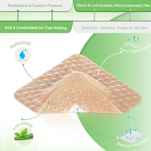 NeuHeils Silicone Foam Dressing Border Lite 2"x2", Pad 1"x1", 20 Pack