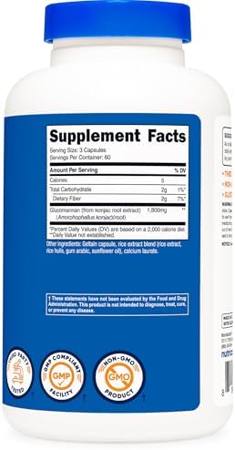 Nutricost Glucomannan 1,800mg Per Serving, 180 Capsules, Gluten-Free