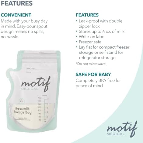 Motif Medical Breastmilk Storage Bags, 100 Count