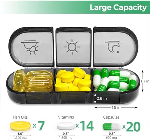 PULIV Weekly Pill Organizer 3 Times a Day, Light-Proof Pill Case for Pills
