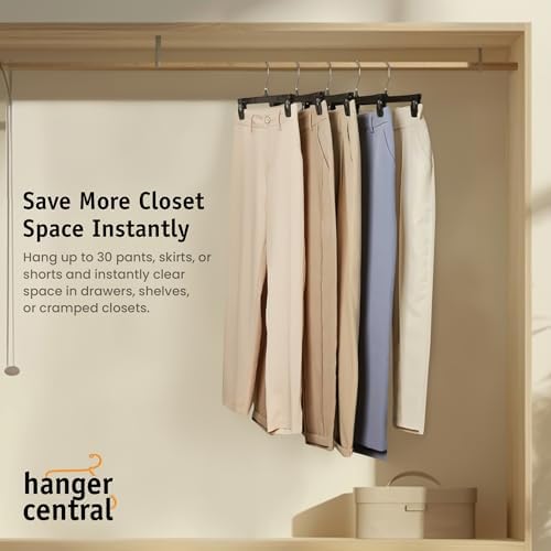 12 inch 30 Pack Pants Hangers Slim Plastic Black