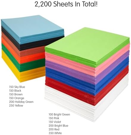 Colorations 9" x 12" Construction Paper Classroom Pack, 2200 Sheets